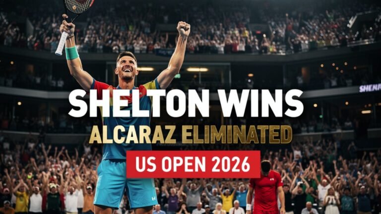 Ben Shelton defeats Carlos Alcaraz US Open 2026 quarterfinal Arthur Ashe Stadium